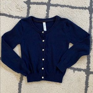 Cherokee rhinestone button sweater with lace edge